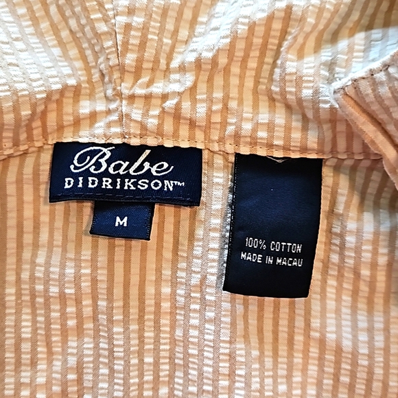 Babe Didrikson Seersucker Hooded Tan and White Striped Jacket - Picture 6 of 6